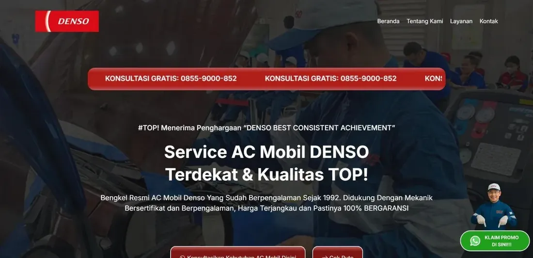 Landing page Service AC Mobil DENSO