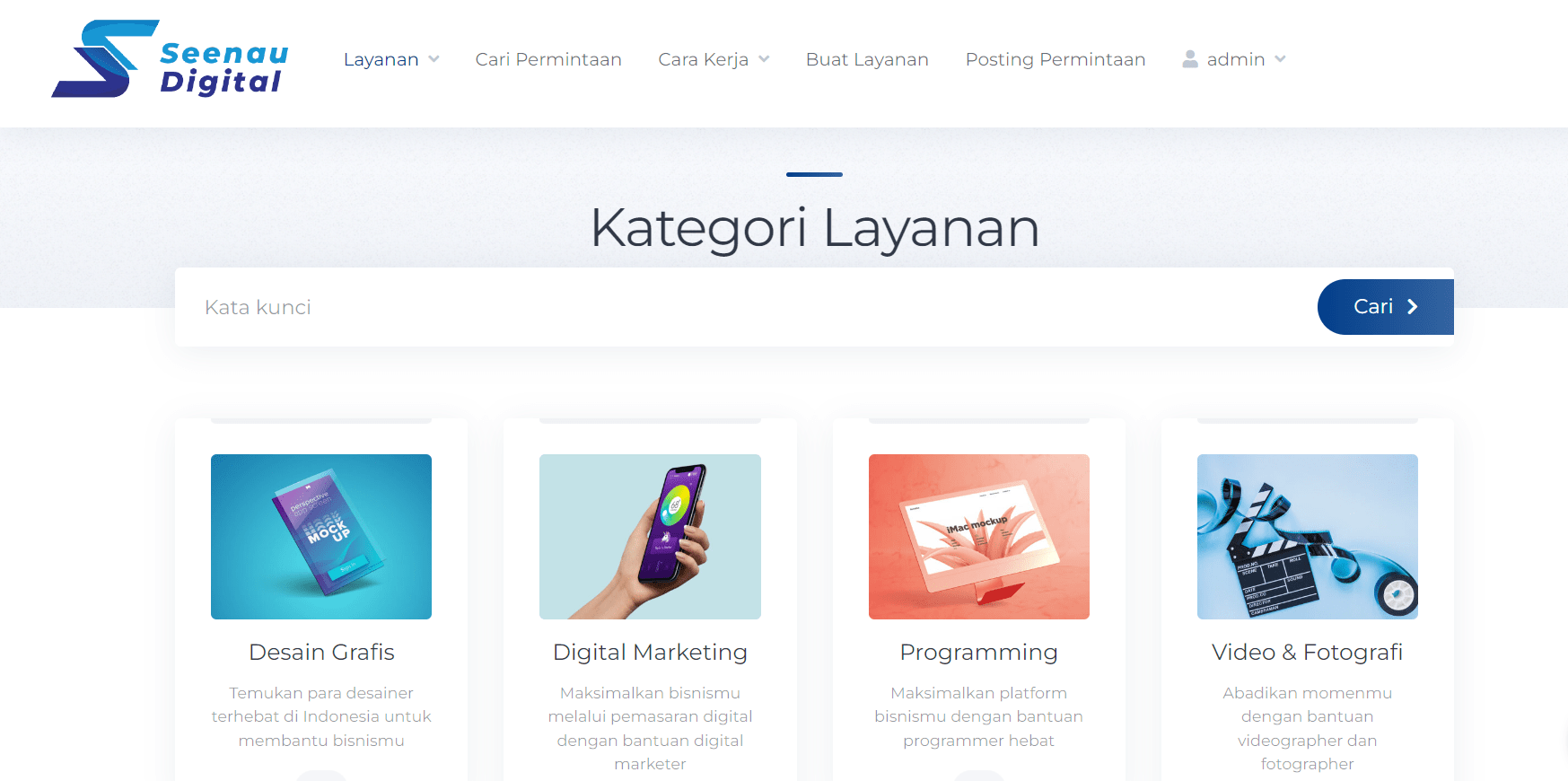 Contoh halaman kategori layanan pada website bisnis