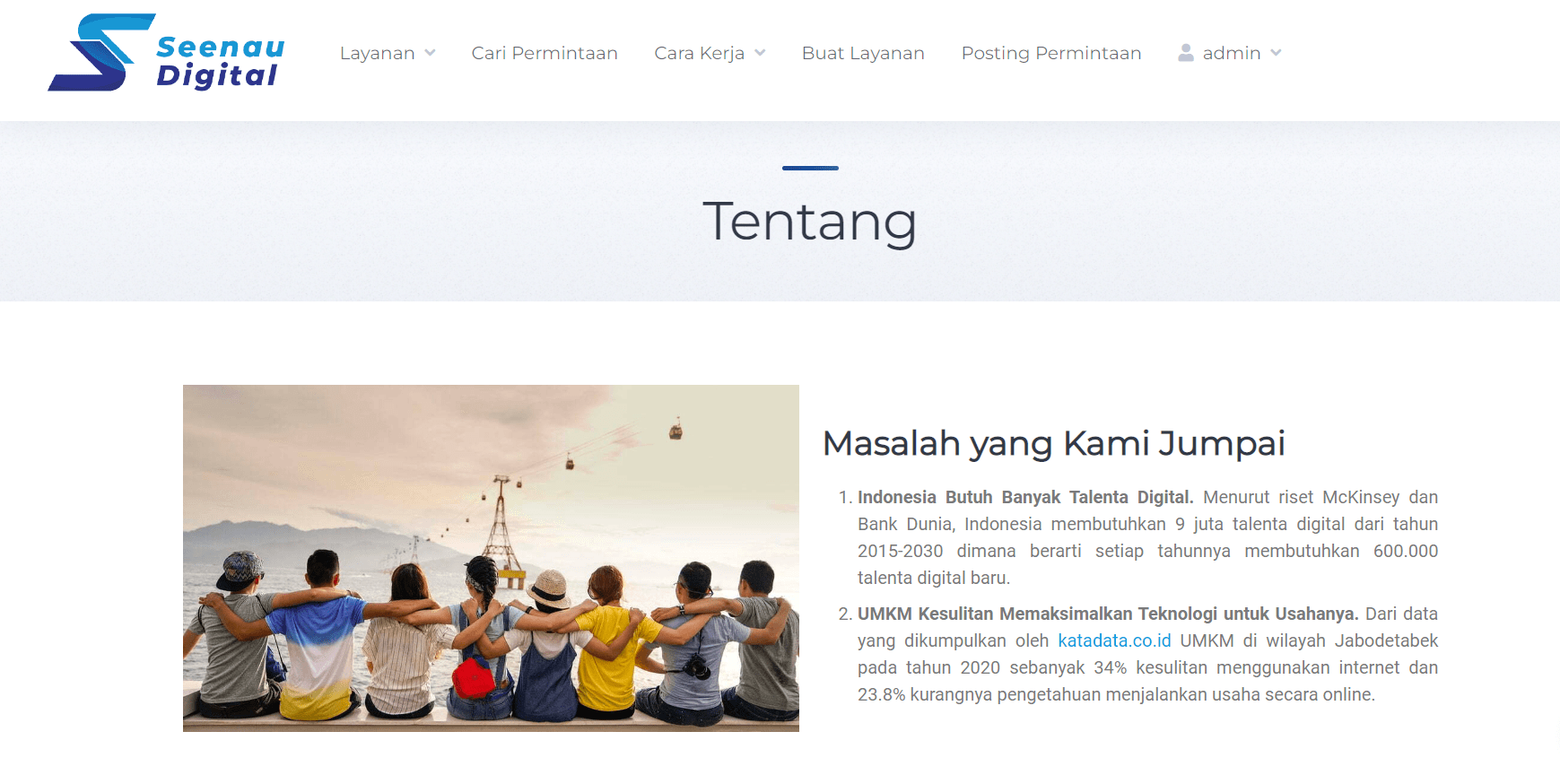 Contoh halaman Tentang pada website perusahaan
