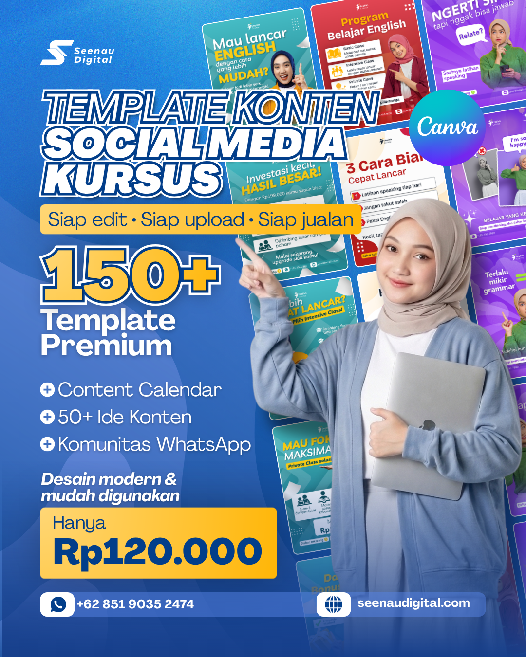 Template Konten Social Media Kursus Siap Edit Canva