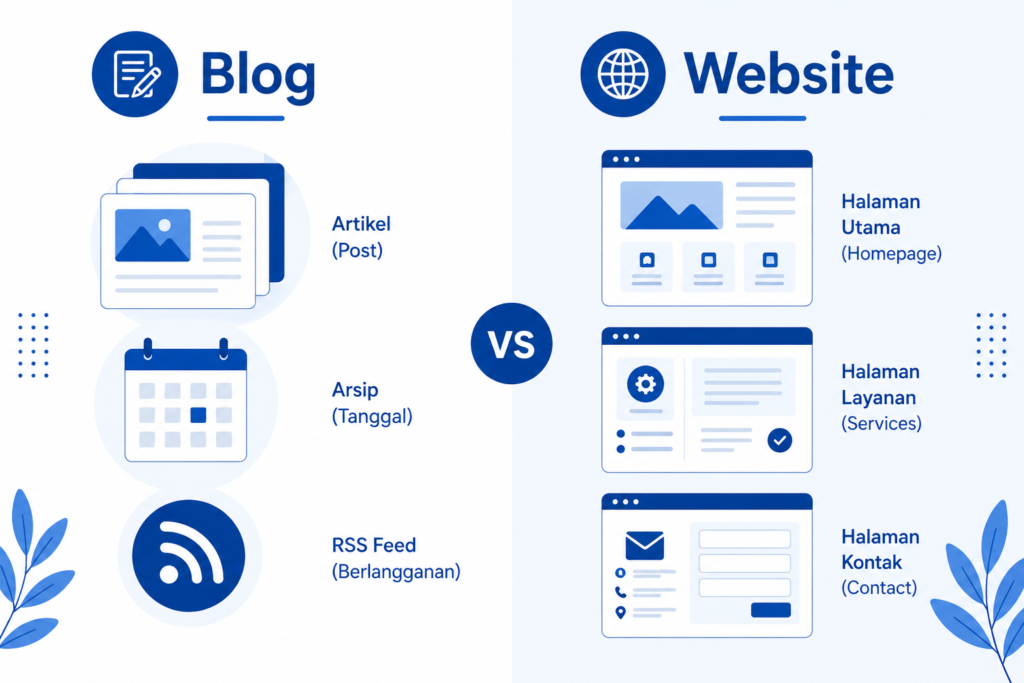 Infografis perbedaan blog dan website untuk bisnis digital