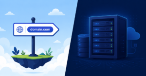 Infografis perbedaan domain dan hosting untuk website bisnis